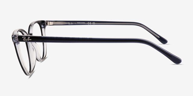 Ray-Ban RB5397 Elliot Transparent Dark Blue AcetateEyeglass Frames from EyeBuyDirect, Side View