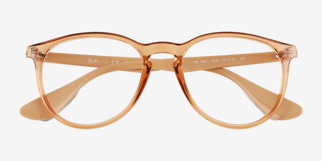 Ray-Ban RB7046 Transparent Brown PlasticEyeglass Frames from EyeBuyDirect, Closed View
