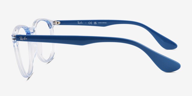 Ray-Ban RB7046 Transparent Light Blue PlasticEyeglass Frames from EyeBuyDirect, Side View