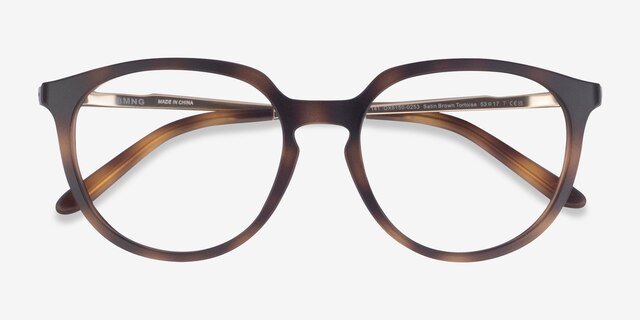 Oakley Bmng Satin Brown Tortoise PlasticEyeglass Frames from EyeBuyDirect, Closed View