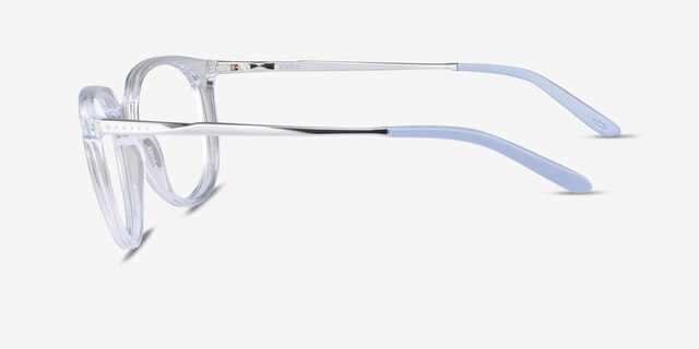 Oakley Bmng Polished Clear PlasticEyeglass Frames from EyeBuyDirect, Side View