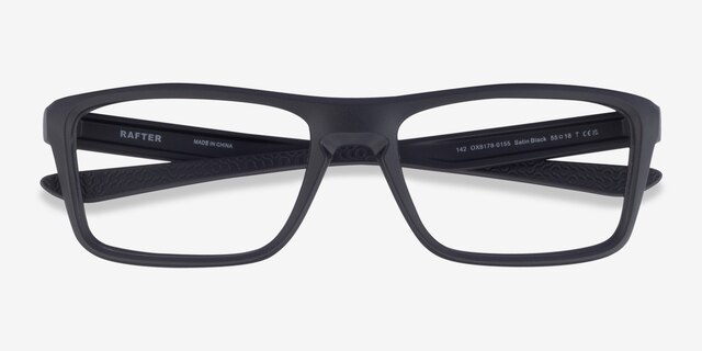 Oakley Rafter Satin Black PlasticEyeglass Frames from EyeBuyDirect, Closed View