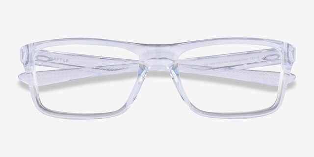 Oakley Rafter Polished Clear PlasticEyeglass Frames from EyeBuyDirect, Closed View