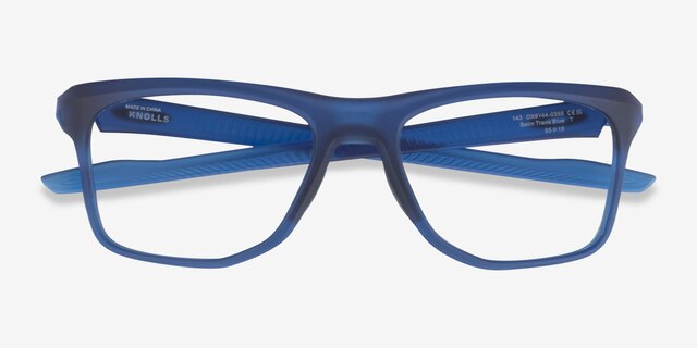 Oakley Knolls Satin Blue PlasticEyeglass Frames from EyeBuyDirect, Closed View