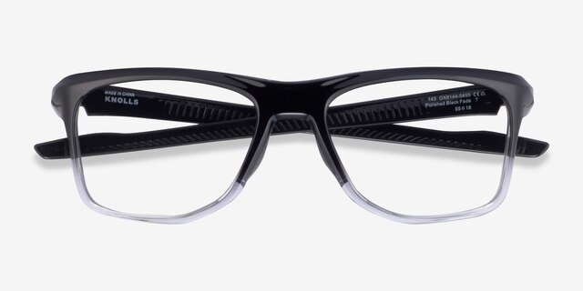 Oakley Knolls Polished Black PlasticEyeglass Frames from EyeBuyDirect, Closed View
