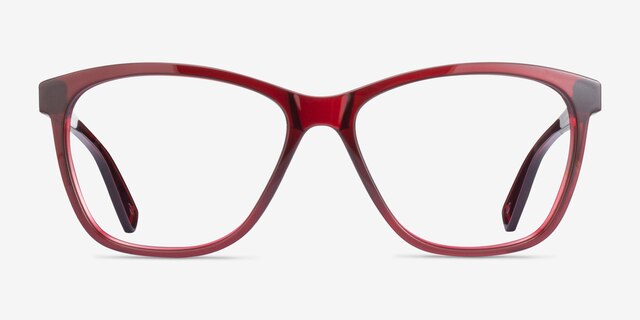 Oakley Alias Transparent Red PlasticEyeglass Frames from EyeBuyDirect, Front View