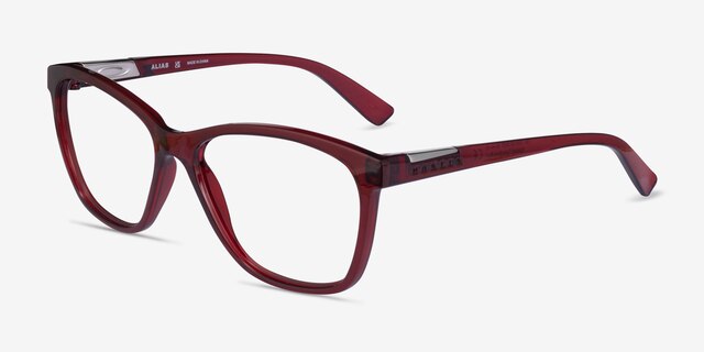 Oakley Alias Transparent Red PlasticEyeglass Frames from EyeBuyDirect, Angle View
