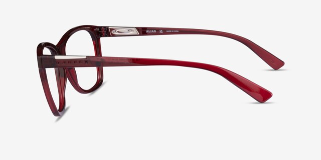 Oakley Alias Transparent Red PlasticEyeglass Frames from EyeBuyDirect, Side View