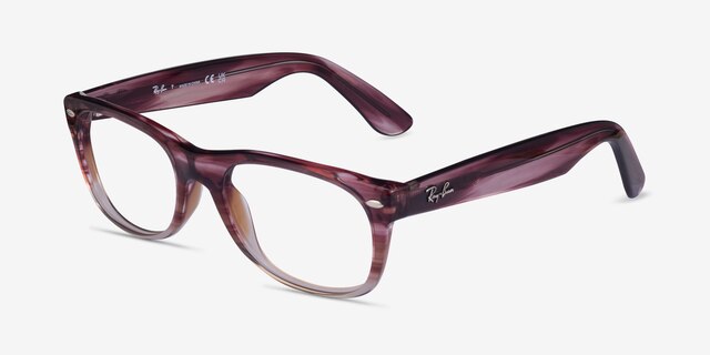 Ray-Ban RB5184 Wayfarer Clear Striped Purple AcetateEyeglass Frames from EyeBuyDirect, Angle View