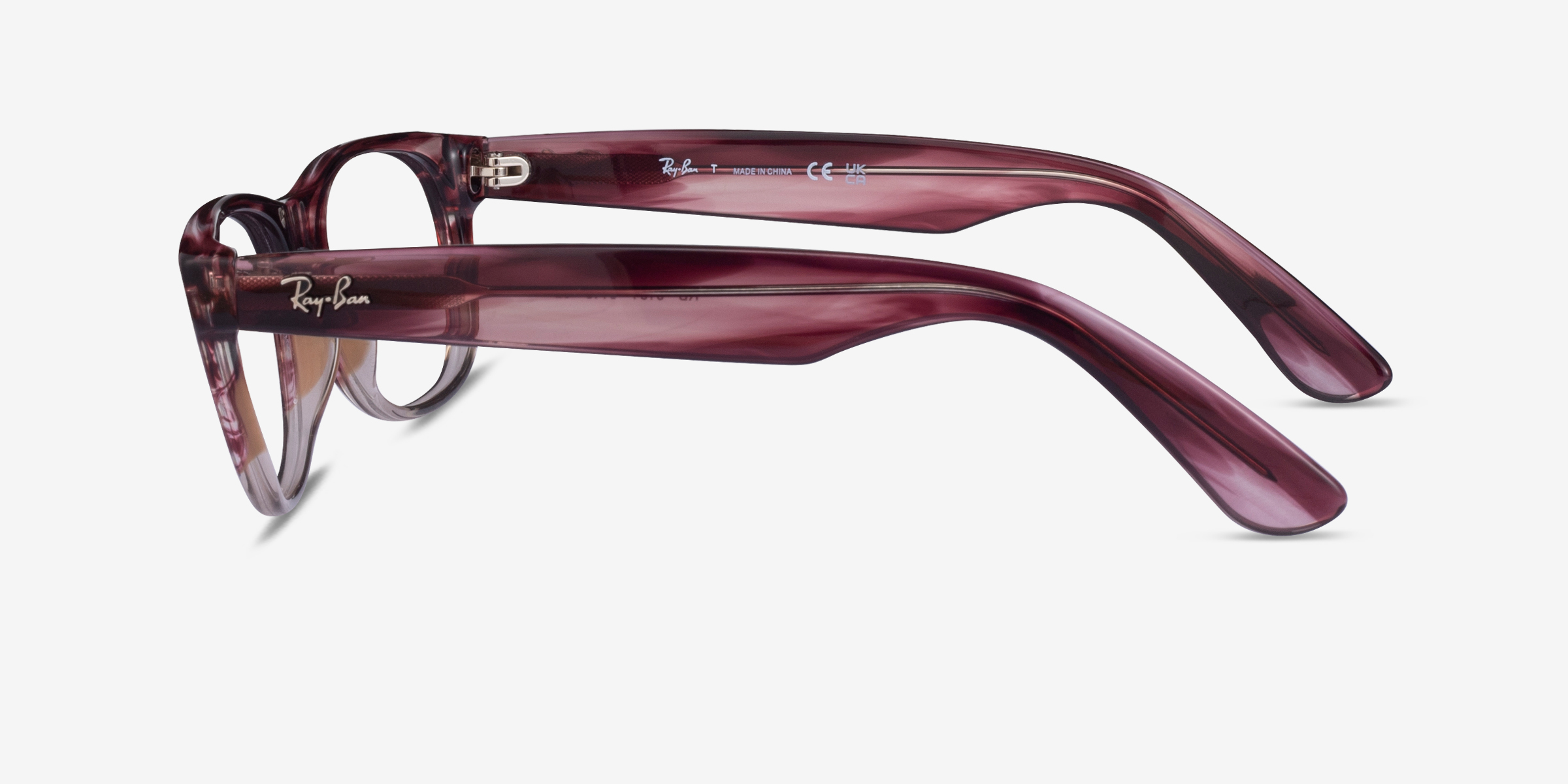 RayBan RB5184 Wayfarer Cat Eye Clear Striped Purple Frame Eyeglasses