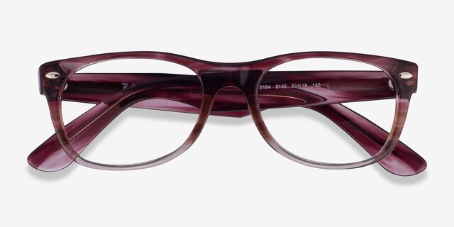 Ray-Ban RB5184 Wayfarer Clear Striped Purple AcetateEyeglass Frames from EyeBuyDirect, Closed View
