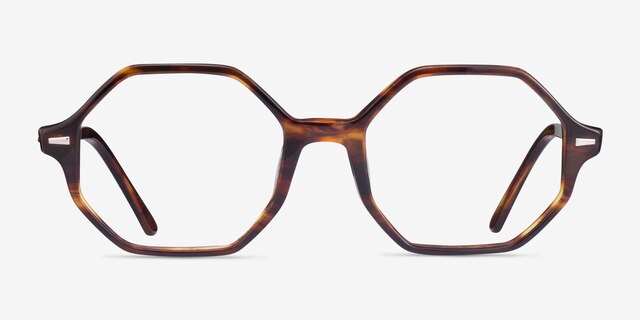 Ray-Ban RB5472 Britt Striped Tortoise AcetateEyeglass Frames from EyeBuyDirect, Front View