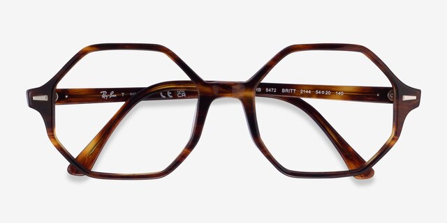 Ray-Ban RB5472 Britt Striped Tortoise AcetateEyeglass Frames from EyeBuyDirect, Closed View