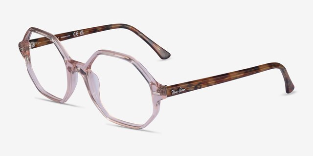 Ray-Ban RB5472 Britt Transparent Light Brown AcetateEyeglass Frames from EyeBuyDirect, Angle View
