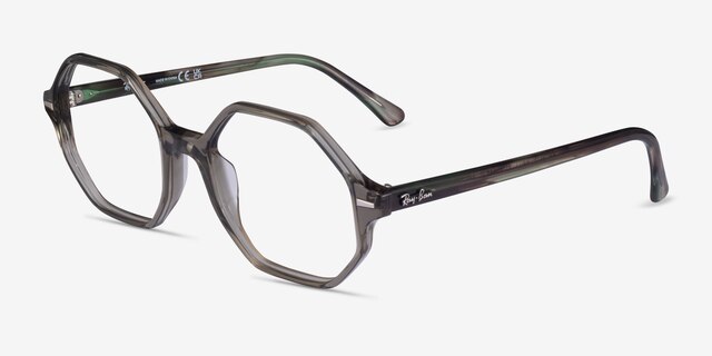 Ray-Ban RB5472 Britt Transparent Green AcetateEyeglass Frames from EyeBuyDirect, Angle View