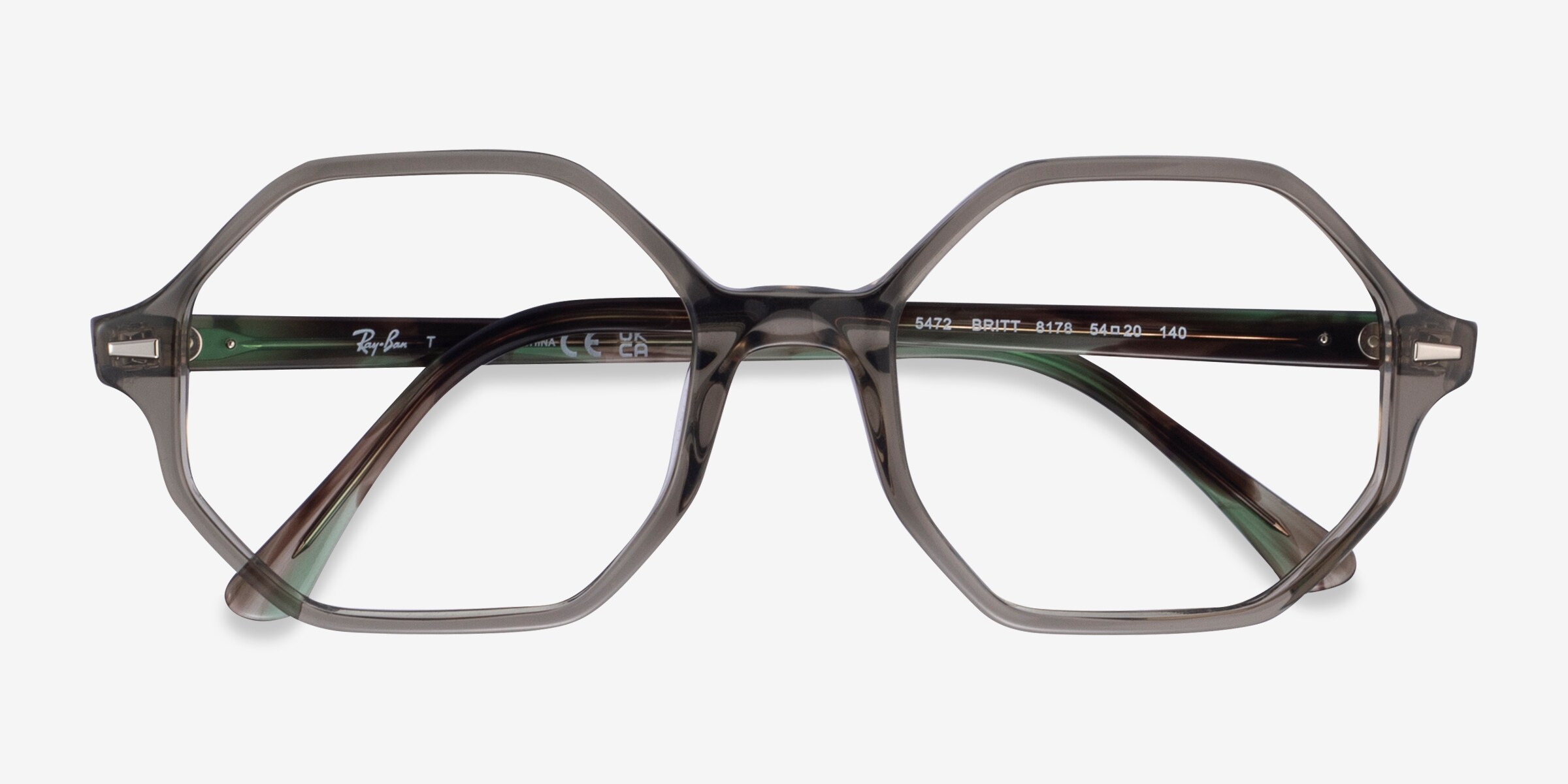 Ray-Ban RB5472 Britt - Square Striped Tortoise Frame Eyeglasses