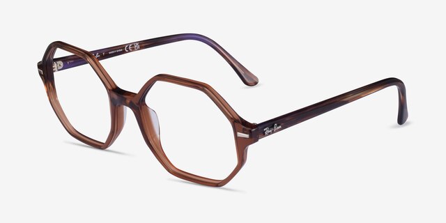 Ray-Ban RB5472 Britt Transparent Brown AcetateEyeglass Frames from EyeBuyDirect, Angle View