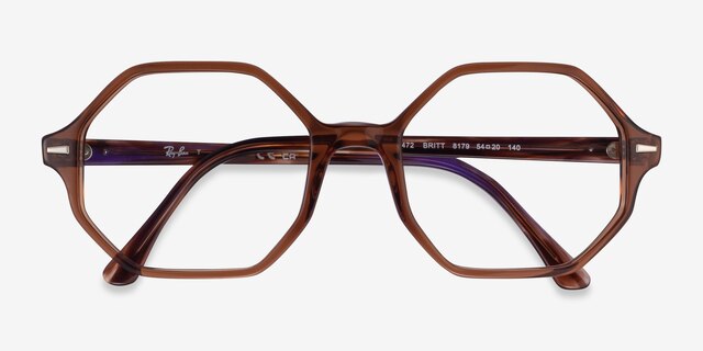 Ray-Ban RB5472 Britt Transparent Brown AcetateEyeglass Frames from EyeBuyDirect, Closed View