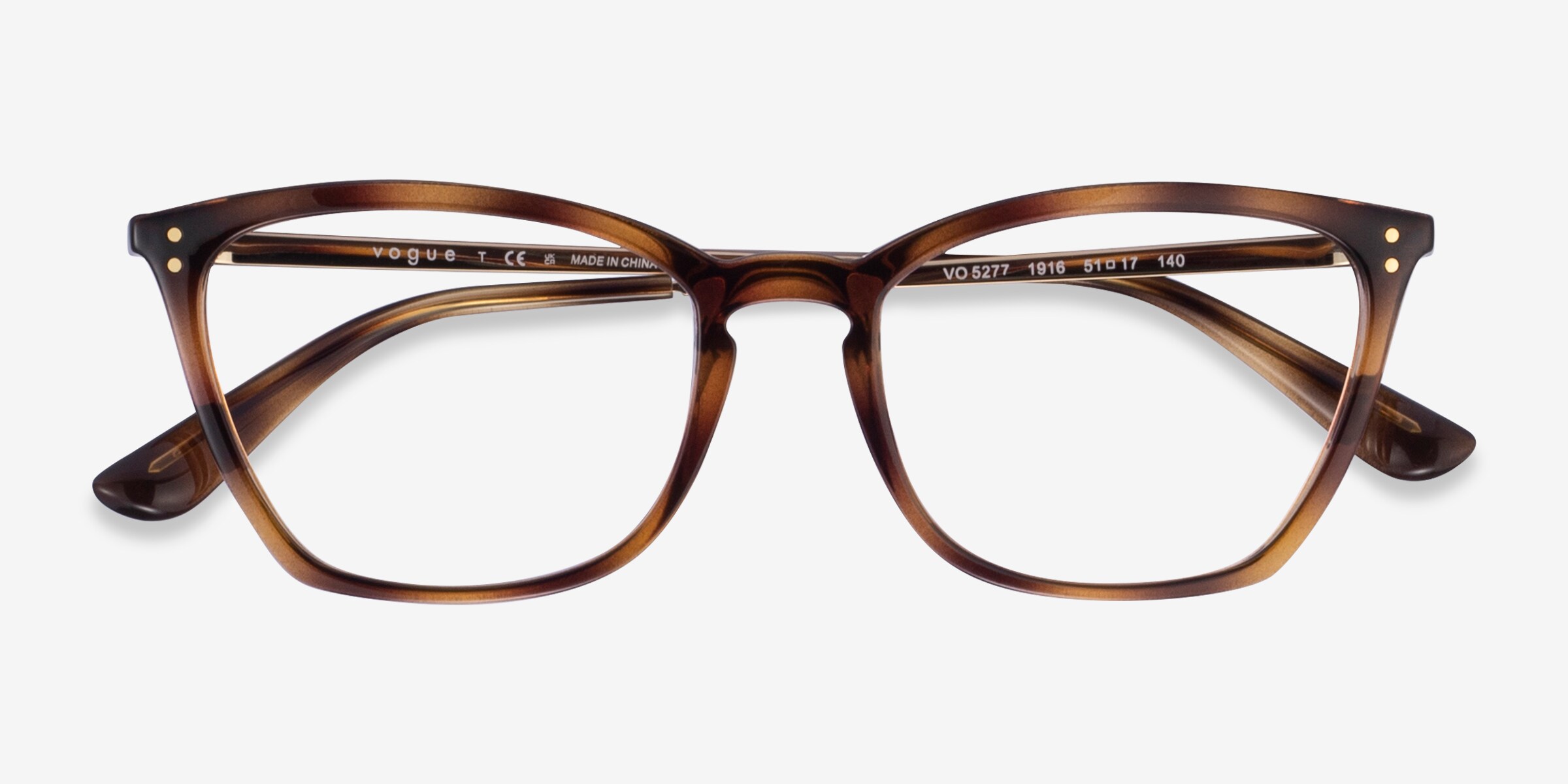 Vogue Eyewear VO5277 - Cat Eye Brown Crystal Frame Glasses For