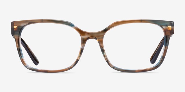 Vogue Eyewear VO5358 Striped Brown Blue AcetateEyeglass Frames from EyeBuyDirect, Front View