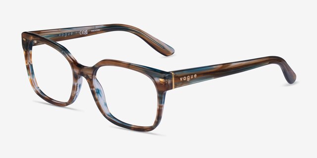 Vogue Eyewear VO5358 Striped Brown Blue AcetateEyeglass Frames from EyeBuyDirect, Angle View