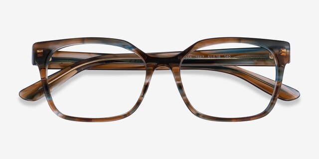 Vogue Eyewear VO5358 Striped Brown Blue AcetateEyeglass Frames from EyeBuyDirect, Closed View