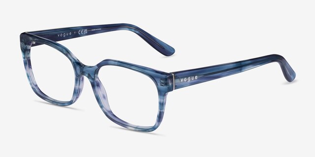 Vogue Eyewear VO5358 Striped Blue AcetateEyeglass Frames from EyeBuyDirect, Angle View