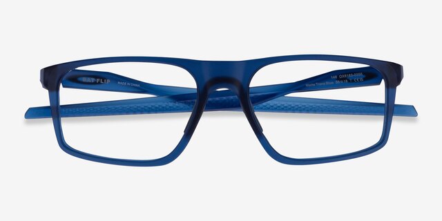 Oakley Bat Flip Blue PlasticEyeglass Frames from EyeBuyDirect, Closed View