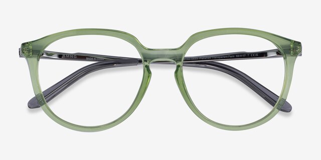 Oakley Bmng Clear Green PlasticEyeglass Frames from EyeBuyDirect, Closed View
