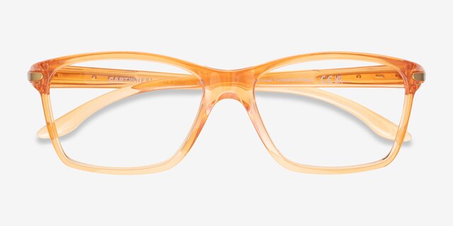 Oakley Cartwheel Transparent Orange PlasticEyeglass Frames from EyeBuyDirect, Closed View