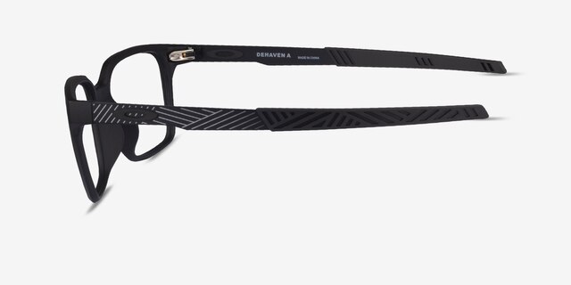 Oakley Dehaven A Black PlasticEyeglass Frames from EyeBuyDirect, Side View