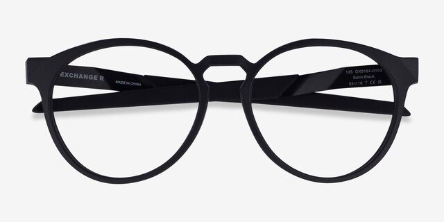 Oakley Exchange R Black PlasticEyeglass Frames from EyeBuyDirect, Closed View