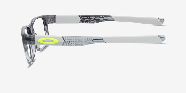 Oakley Field Day Transparent Gray PlasticEyeglass Frames from EyeBuyDirect, Side View