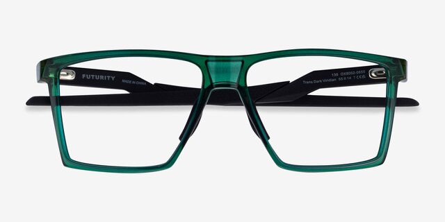 Oakley Futurity Clear Green PlasticEyeglass Frames from EyeBuyDirect, Closed View