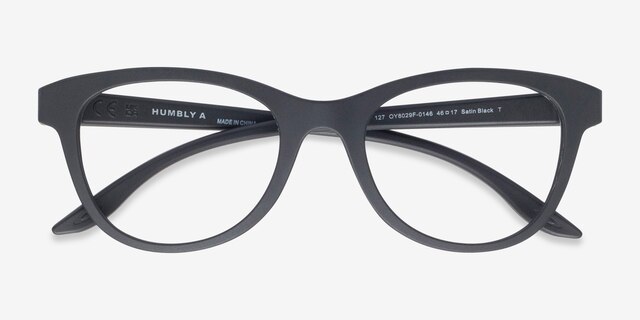 Oakley Humbly A Matte Black PlasticEyeglass Frames from EyeBuyDirect, Closed View