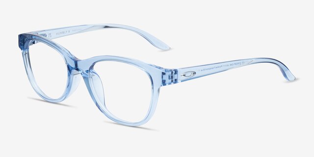 Oakley Humbly A Transparent Blue PlasticEyeglass Frames from EyeBuyDirect, Angle View