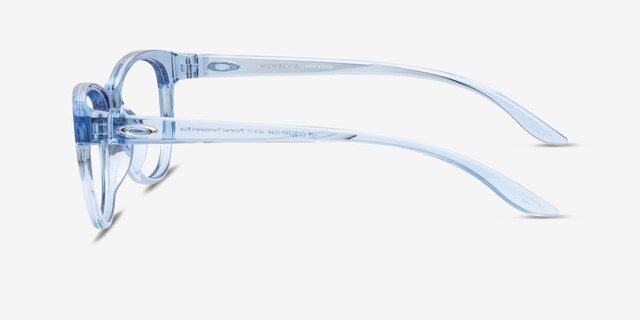 Oakley Humbly A Transparent Blue PlasticEyeglass Frames from EyeBuyDirect, Side View