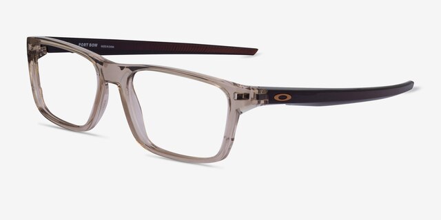 Oakley Port Bow Brown PlasticEyeglass Frames from EyeBuyDirect, Angle View