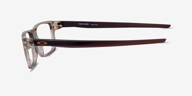 Oakley Port Bow Brown PlasticEyeglass Frames from EyeBuyDirect, Side View