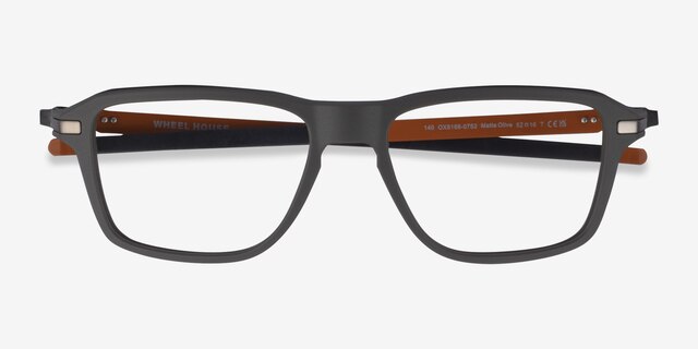 Oakley Wheel House Matte Olive PlasticEyeglass Frames from EyeBuyDirect, Closed View