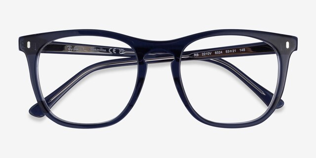 Ray-Ban RB2210V Clear Navy AcetateEyeglass Frames from EyeBuyDirect, Closed View