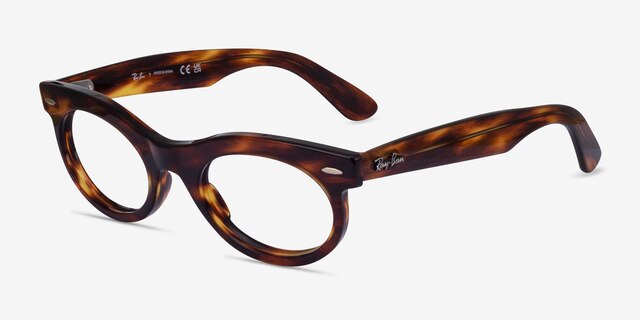 Ray-Ban RB2242V Wayfarer Oval Brown Tortoise PlasticEyeglass Frames from EyeBuyDirect, Angle View