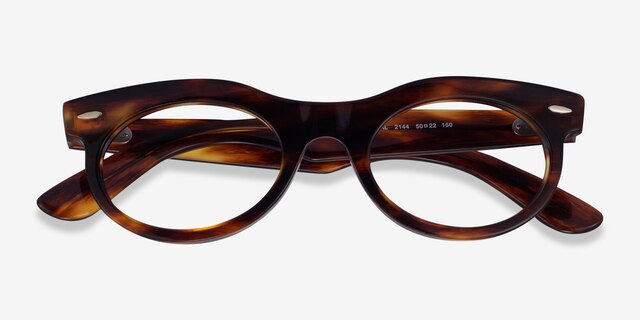 Ray-Ban RB2242V Wayfarer Oval Brown Tortoise PlasticEyeglass Frames from EyeBuyDirect, Closed View
