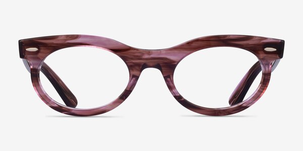 Ray-Ban RB2242V Wayfarer Oval Striped Clear Purple Plastic Eyeglass Frames