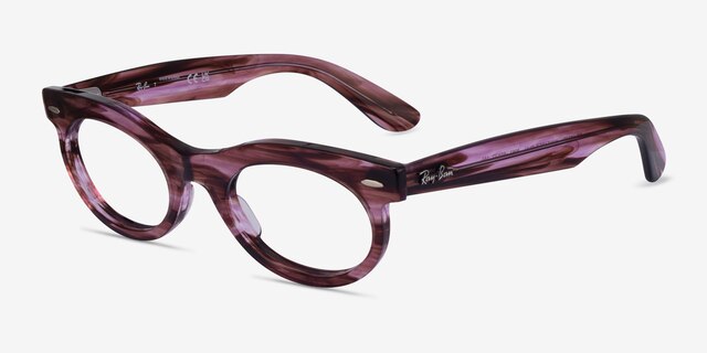 Ray-Ban RB2242V Wayfarer Oval Striped Clear Purple PlasticEyeglass Frames from EyeBuyDirect, Angle View