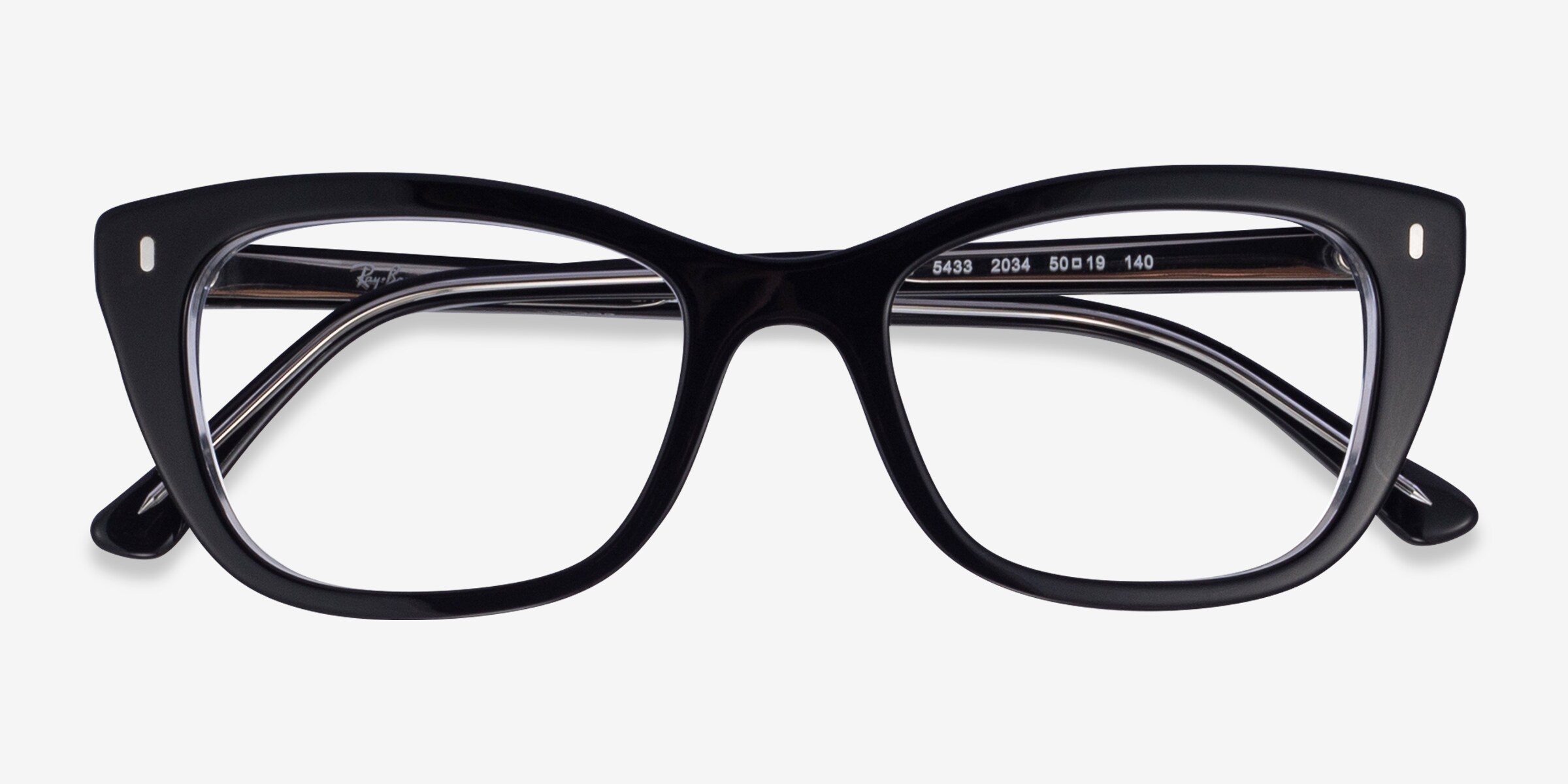 Ray-Ban RB5433 - Cat Eye Black Clear Frame Eyeglasses | Eyebuydirect