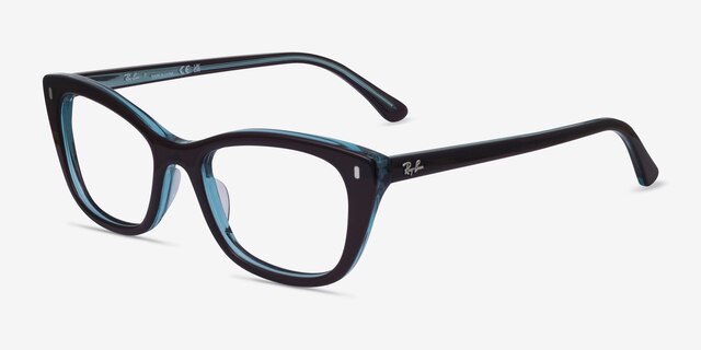 Ray-Ban RB5433 Black Clear Green AcetateEyeglass Frames from EyeBuyDirect, Angle View