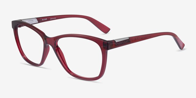 Oakley Alias Clear Red PlasticEyeglass Frames from EyeBuyDirect, Angle View