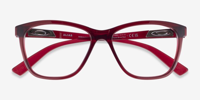 Oakley Alias Clear Red PlasticEyeglass Frames from EyeBuyDirect, Closed View