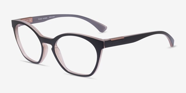 Oakley Tone Down Matte Clear Black PlasticEyeglass Frames from EyeBuyDirect, Angle View